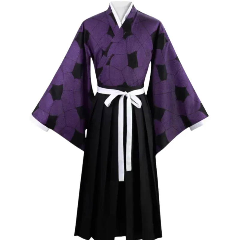 

2025 11 Halloween Party Demon RolePlay Outfits Carnaval Kokushibo Costume Wig Anime Cosplay Purple Kimono Tsugikuni Mich