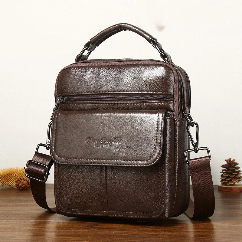 Imagem -03 - Bolsa de Ombro Única de Couro Genuíno para Homens Messenger Mini Bags Caixa do Telefone Móvel Sling Cross Body Pack Bolsa Bolsala