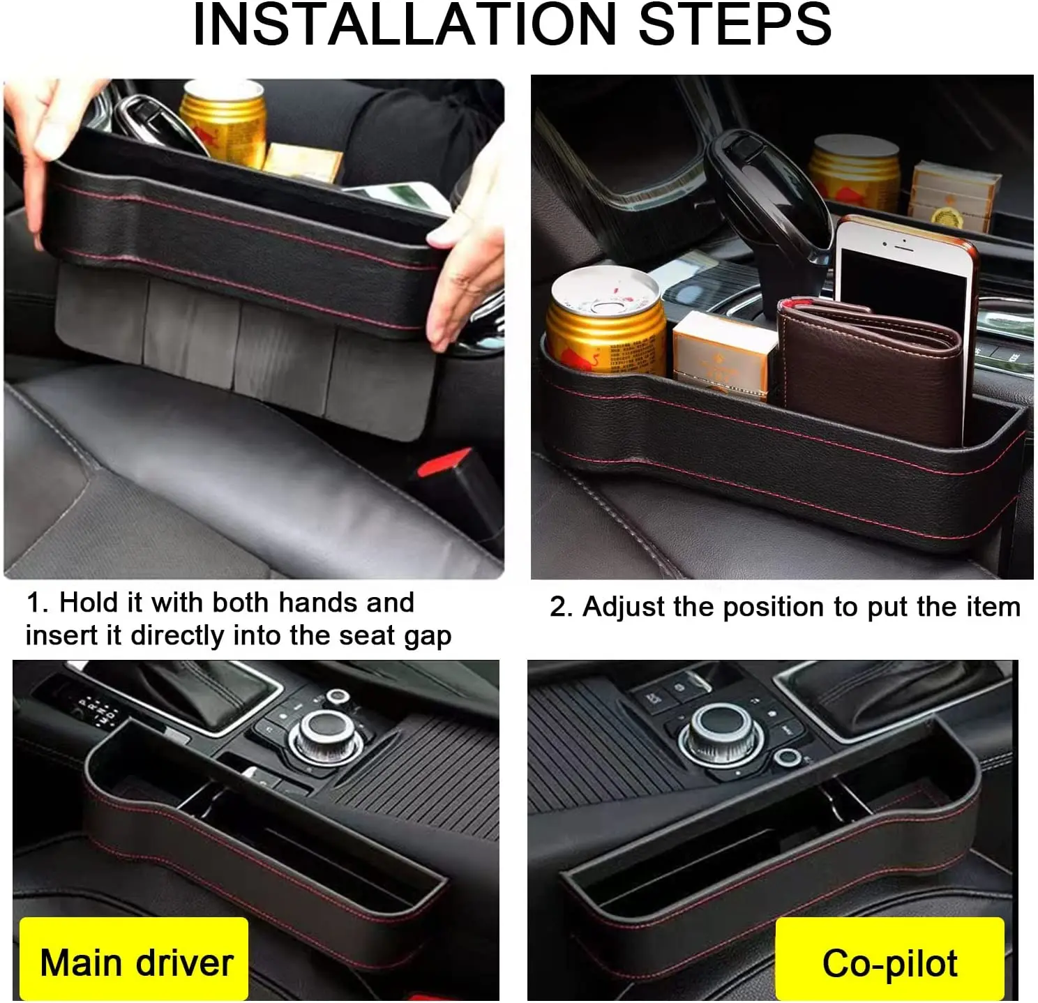 Leather Car Seat Gap Organizer 4