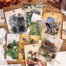 Journamm 60pcs/pack PET Sticker DIY Scrapbooking Materials Decor Photo Album Collage Stationary Floral Butterfly Stickers