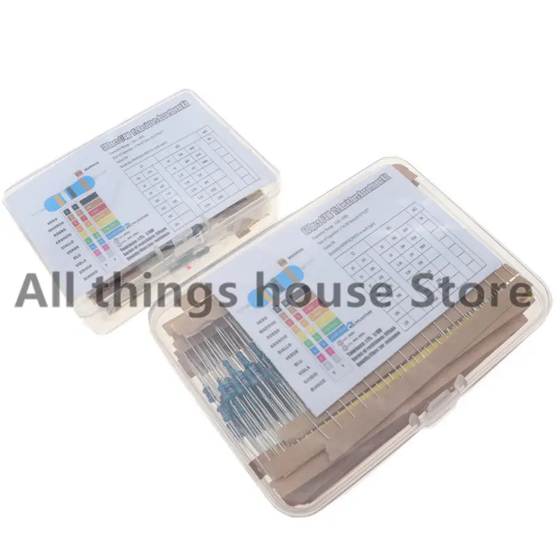 300/600pcs 1/4w Metal Film Resistor 30 Values Resistance Kit 10R-1M 0.25W 1% Resistors Set 10R 100R 1K 220K 680K 1M 470R 330K
