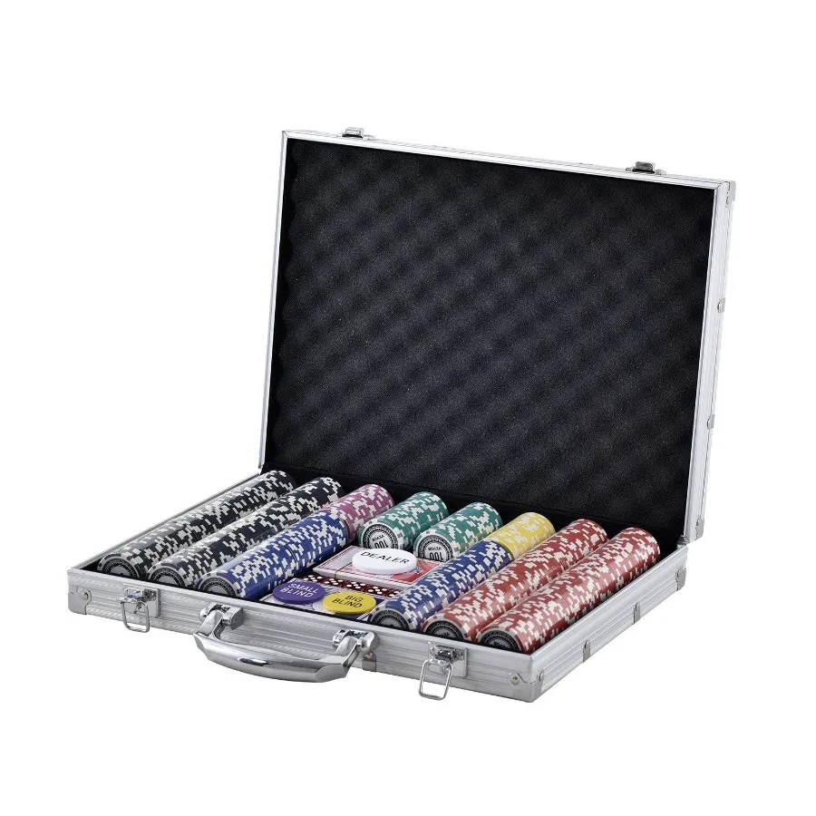

Poker Chip Set 500Piece Poker Set Complete Poker Playing Game Set with Aluminum Carrying Case 11.5 Gram Casino Chips Cards But