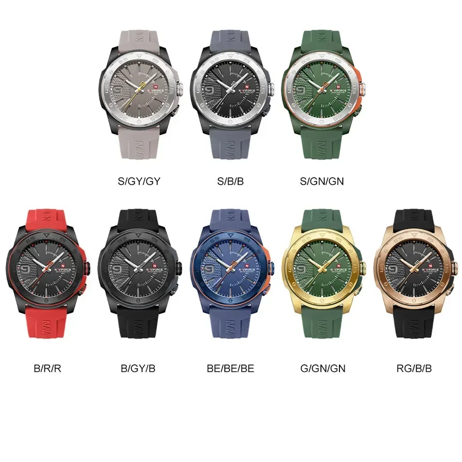 NAVIFORCE Fashion Quartz Man Watch Military Casual Sport Silicone Watches Luminous Waterproof Men Wristwatch Clock Reloj Hombre