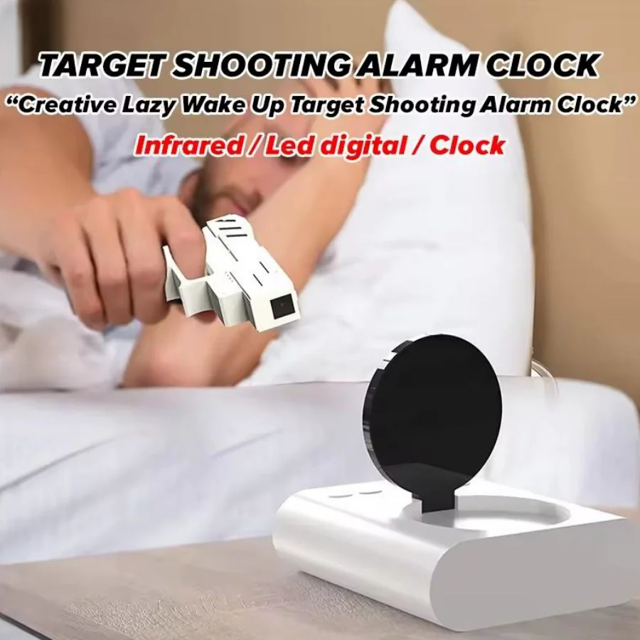 Creative  Shooting Clock Led Digital Gun Target Desk Alarm Clock Lazy Silent Wake Up Machine Alarm Clock