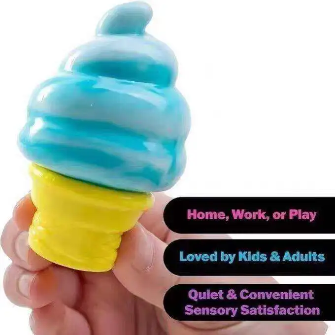 Nee Doh Ice Cream Squishy Toy Soft Slow Rising Squeeze Fidget Toy Portable Stress Relief Anxiety Relief Sensory Gift for Kids