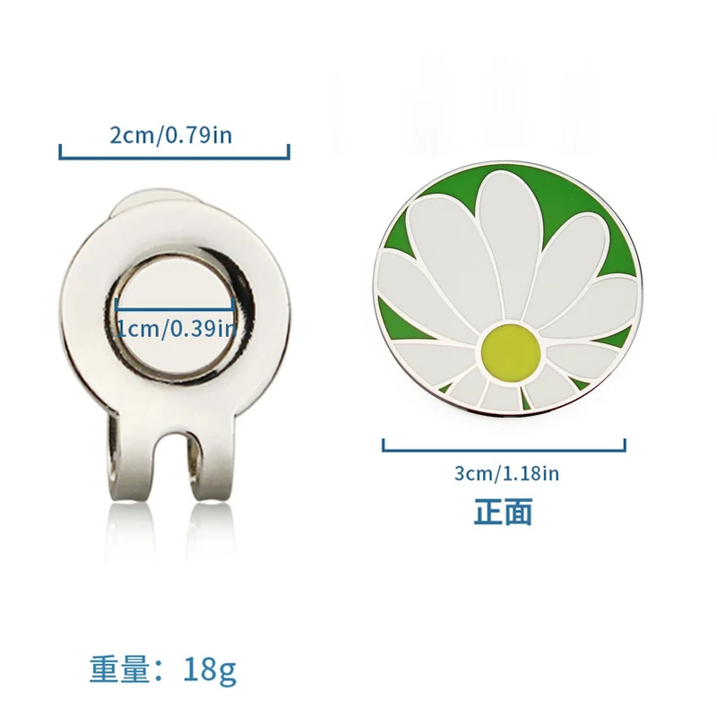 Golf Cap Clip Tall Cap Clip Sunflower Pattern Mark Magnetic Cap Clip Ball Position Mark Golf Accessories