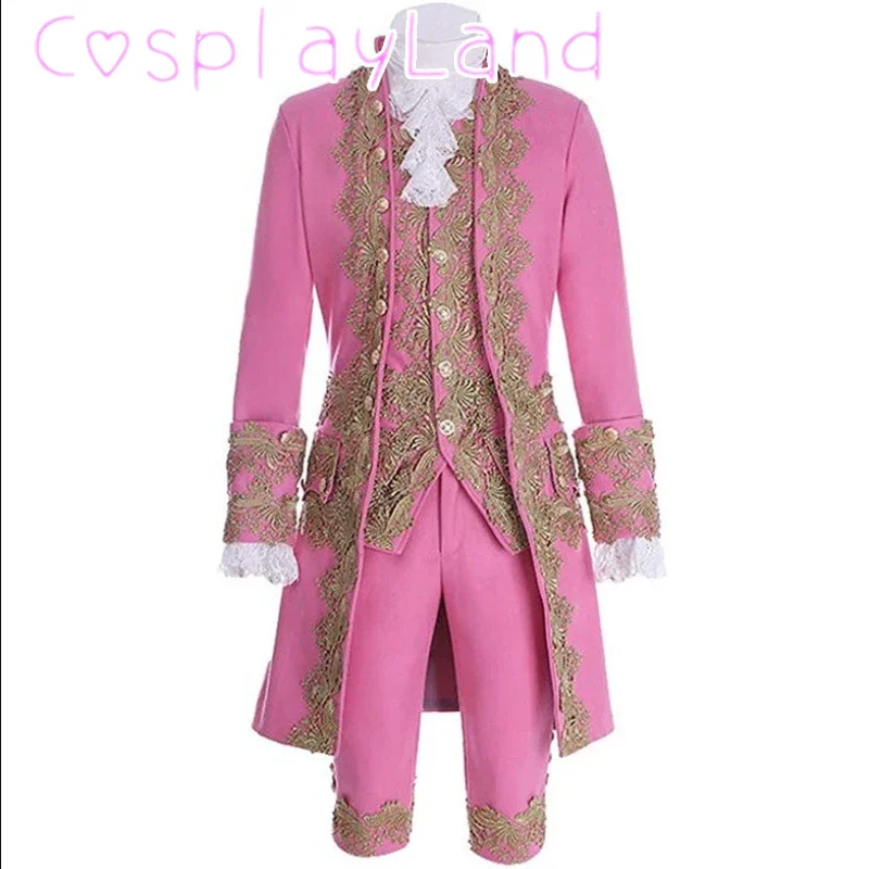 Disfraz victoriano para hombre, uniforme Medieval rococó, chaqueta, chaleco, pantalones, disfraz de Príncipe, disfraz de Halloween de moda de talla grande