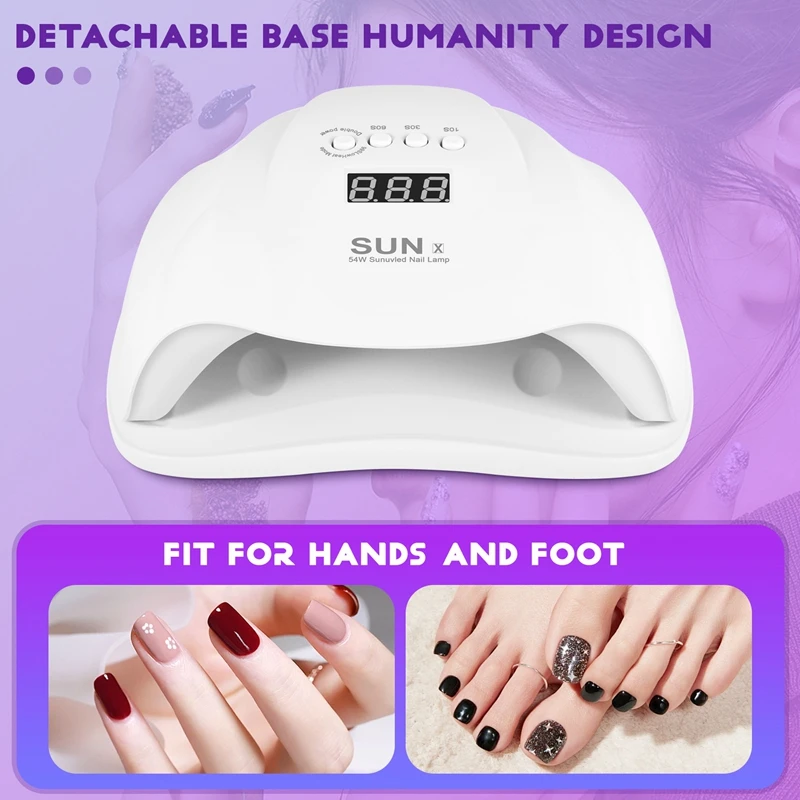 Sun X 54 W Nail Gel Dryer Machine Uv Led Lamp For Nail Dryer Professional White Light Polish Machine Fast Dryer Nail Art Tools E