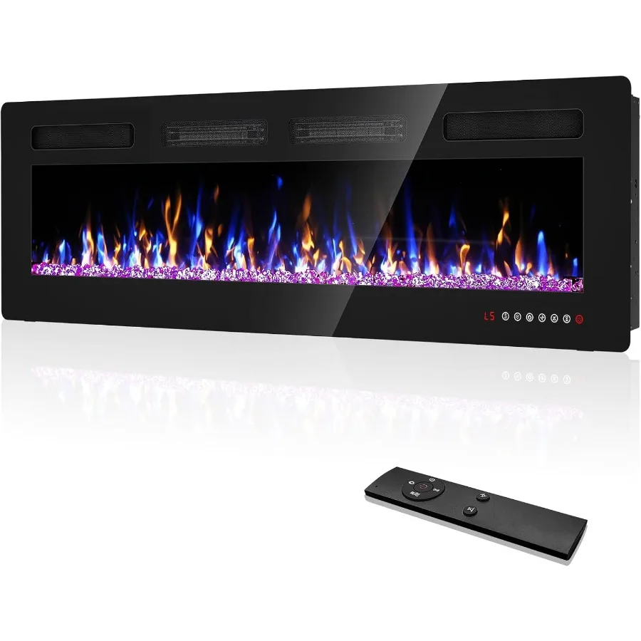 

60 Electric Fireplace Recessed and Wall Mounted Fire Places with Remote Control Touch Screen for Modern Living Room Ambiance En