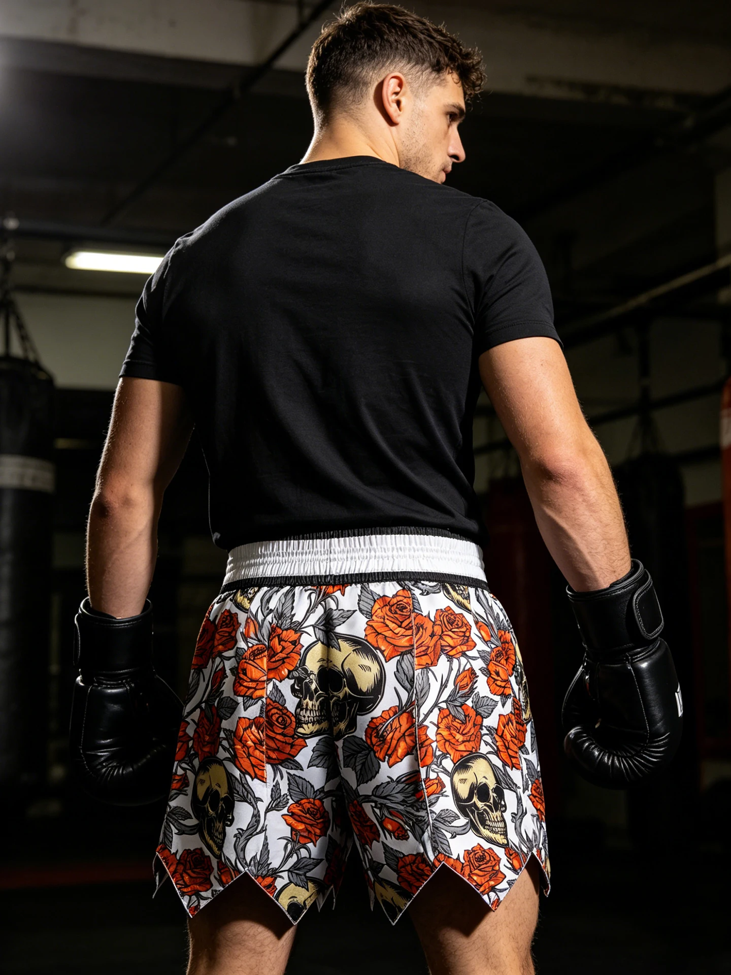 FLUORY Skeleton Rose Muay Thai Shorts, Lotus Skirt Boxshorts, Geeignet für Kampfsport Boxen MMA Gym Muay Thai Shorts – Detail 8