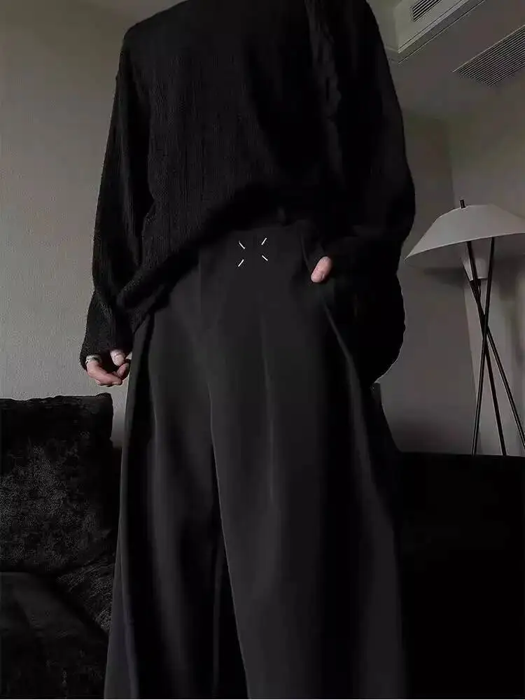Men s Black suit pants Trousers High End Drapeyersatile Straight Leg Autumn Winter Cleanfit Unisex Loose Wide Leg Pants