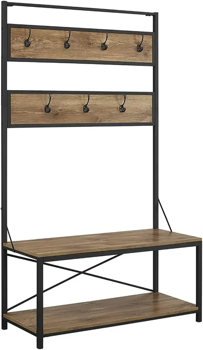 August Modern Farmhouse X Back Hall Tree with Bench, 72 Inch