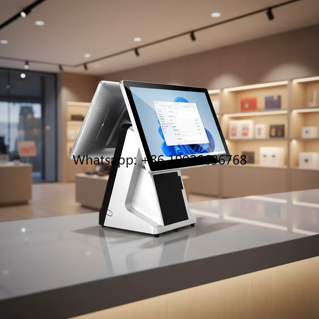 Capacitive Touch 15.6 Inch Dual Screen Pos Terminal Windows 10   Fast Food Supermarket POS  Billing Terminal