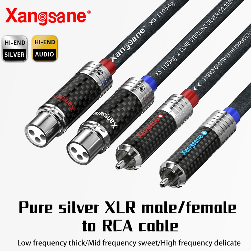 Xangsane hifi xlr to rca 99.998% sterling silver 1mm ² core power amplifier sound card decoding hifi xlr female male cable