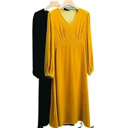 Evening long elegant dress Plus size Elegant Velvet Party Dress Female Autumn Long Sleeve velour Dress Vestidos