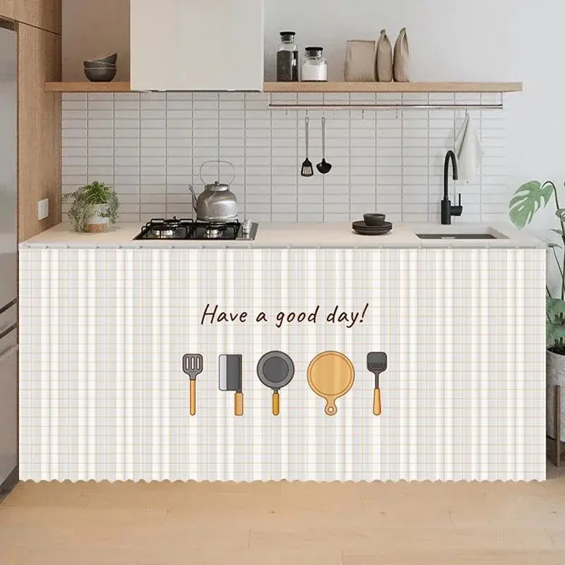 VIKAMA Self-Adhesive Dustproof Cabinet Curtain INS Style for Kitchen Cupboard Wardrobe Bookcase Cover