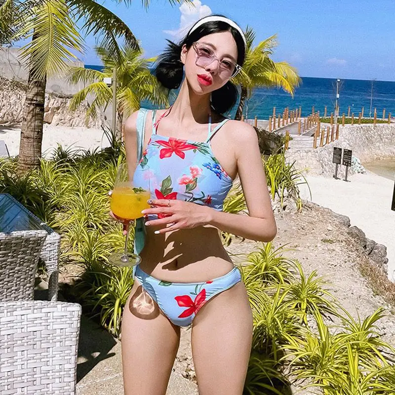 

Women's Tee-Point Bikini Swimsuit Slimming Small Chest Thermal Vaion Separate e Design Swimming Costume