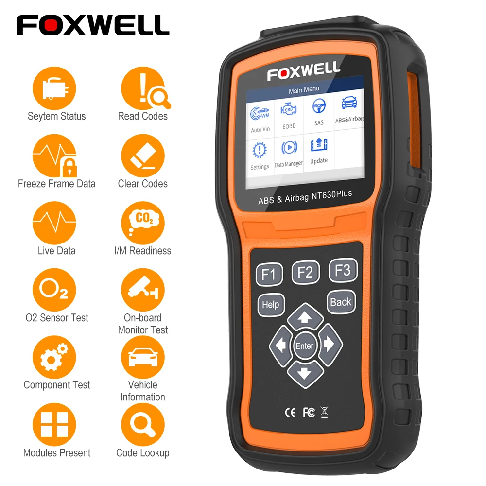 Автомобильный сканер Foxwell NT630 Plus OBD2 для двигателя ABS SRS, сброс подушки безопасности, универсальный автомобильный диагностический инструмент ODB2, считыватель кодов, сканер