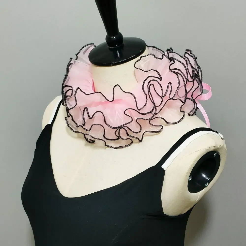 Ruffled Lace False Collar Layered Design Palace Aristocratic Literary Necklace Shawl Detachable Clown Neck Collar