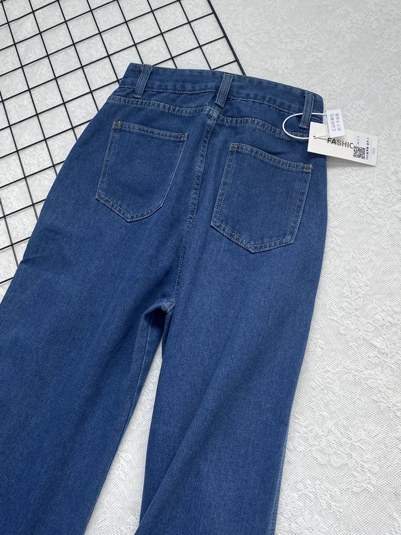 Neue Doppelt asche tiefblaue Jeans mit weitem Bein für Frauen Frühling Herbst hohe Taille lose gerade Hose trend ige weibliche Kleidung