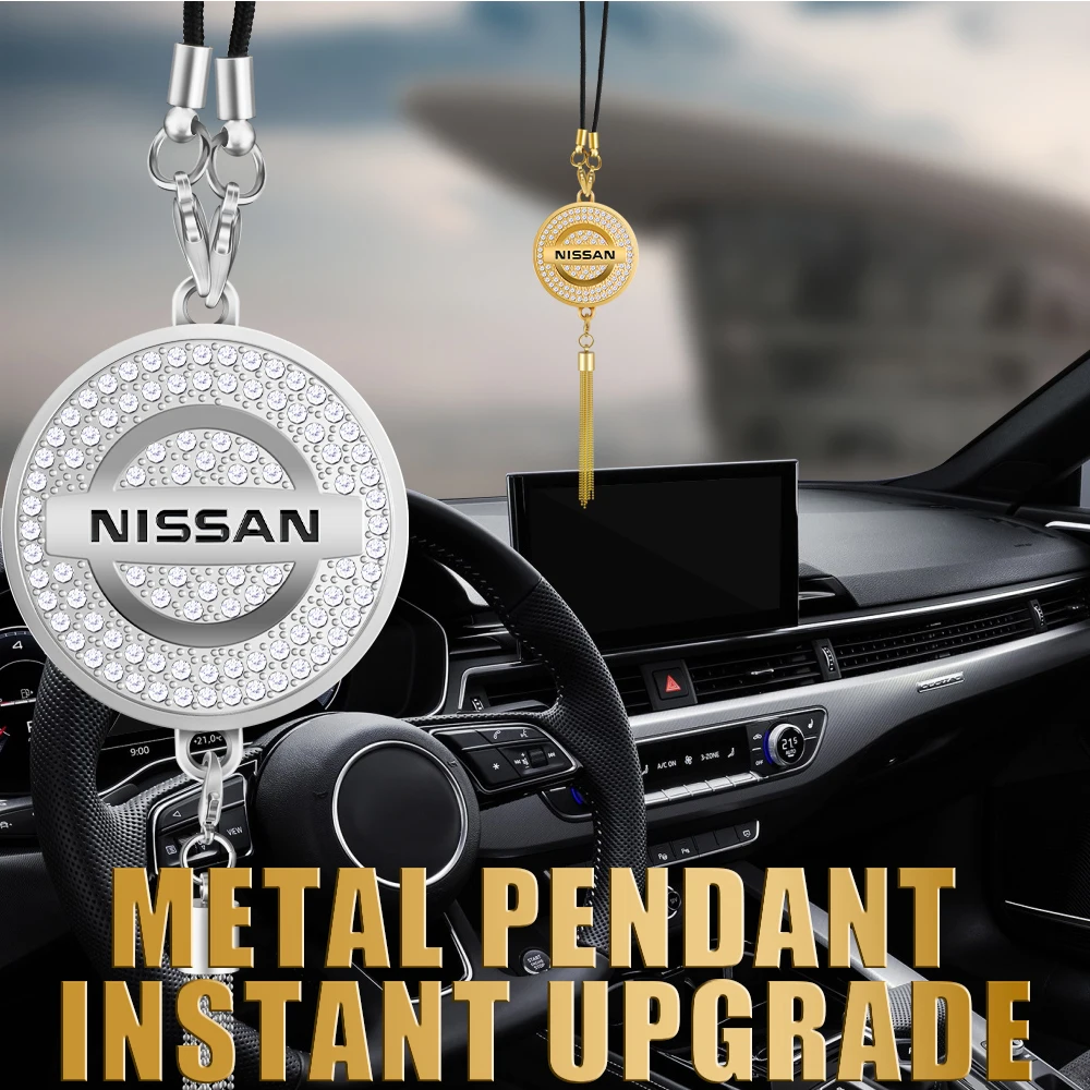 Car Rearview Mirror Pendant Diamond Metal Hanging Ornaments For Nissan Nismo GTR Murano Pulsar Altima Rogue Sylphy Navara Versa