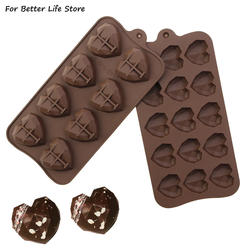 

1Pc Silicone 8 and 15 Cavity Diamond Chocolate Molds Love Geometric Shape Wedding Candy Baking Cupcake Decorations Cake