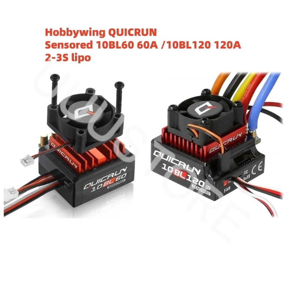 Hobbywing QUICRUN Sensored 10BL120 120A /10BL60 60A 2-3S Lipo Brushless ESC for 1/10 Car Remote Control Model Car Touring Cars