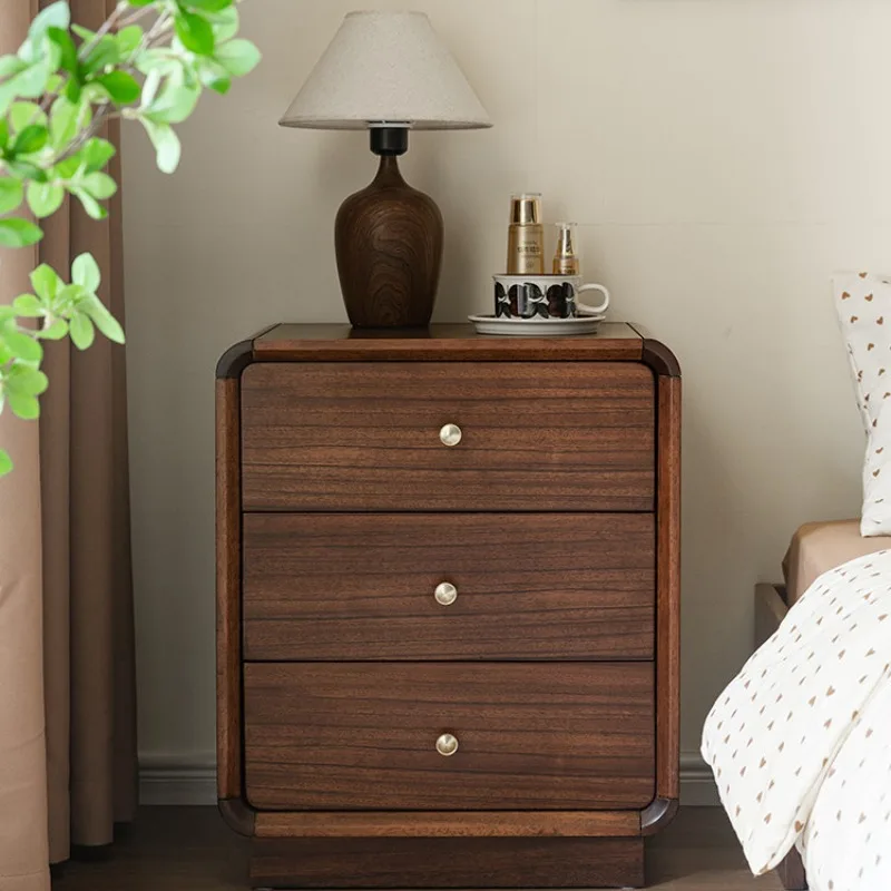 Nordic Household Console Tables All-solid Wood Three-drawer Bedroom Storage Nightstands Simple Modern Furniture Armoire JT40C