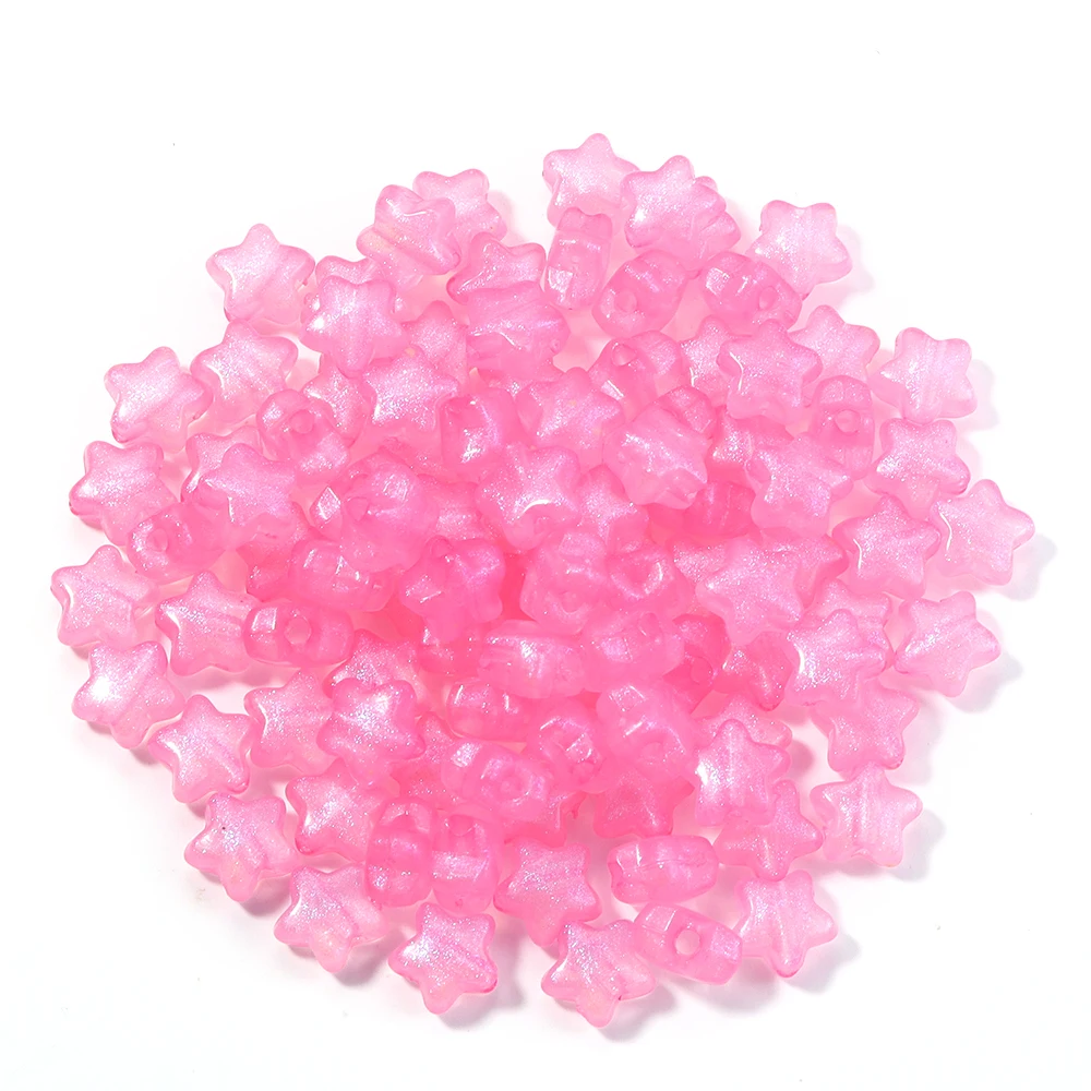 100 Stück 10mm Meerjungfrauenfarbene Acryl-Leuchtperlen, sternförmige lose Abstandsperlen für DIY Armband Halskette Schmuck Großhandel – Detail 11