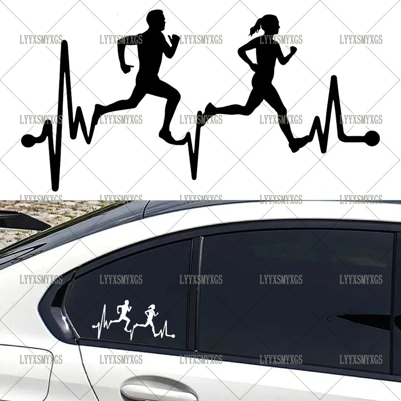 

Self-Adhesive Custom Heartbeat Couple Running Car Stickers Waterproof Sunscreen Vinyl Decal PVC wholesale Car Accessories