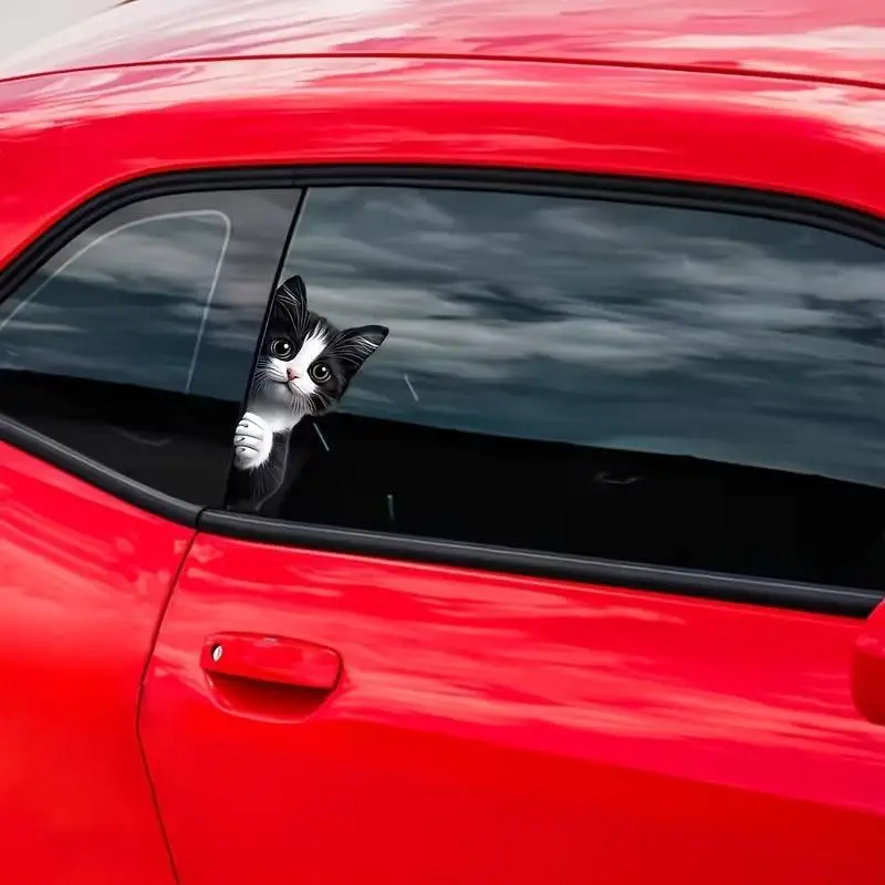 Cute Peeking Cat Waterproof Vinyl Sticker Funny Cartoon DIY Decal Self-Adhesive For Car Window Vehicle Motorcycle Fuel Tank