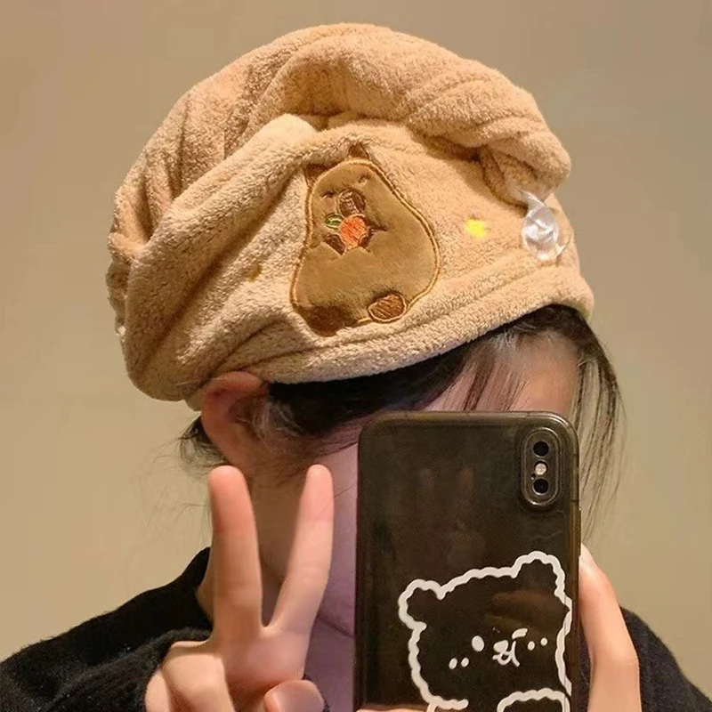 Capybara Hair Drying Hat Quick-dry Hair Towel Cap Water Guinea Pig Hat Bath Hat Towel Cap Super Absorption Hair Dry Cap