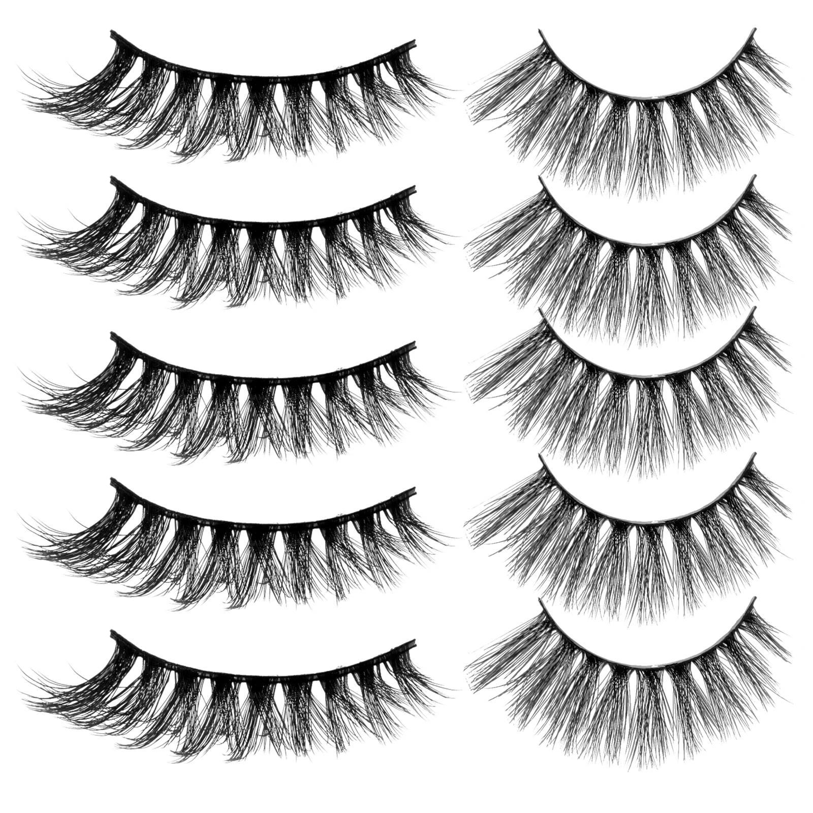 

5 Pair of Black 3D Fiber False Eyelashes European And American Thick Artificial Lashes for Lady Women Girls Makeup