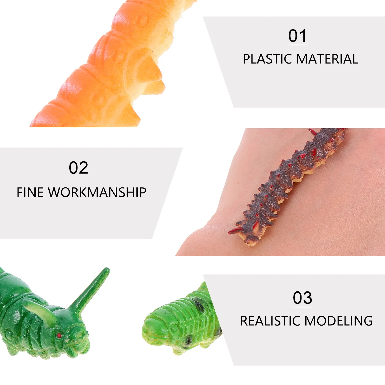 12 pcs Simulation Caterpillar Fake Crawling Insects Realistic Prank For Halloween Party Gag Gift Joke Trick Fun Scare Game