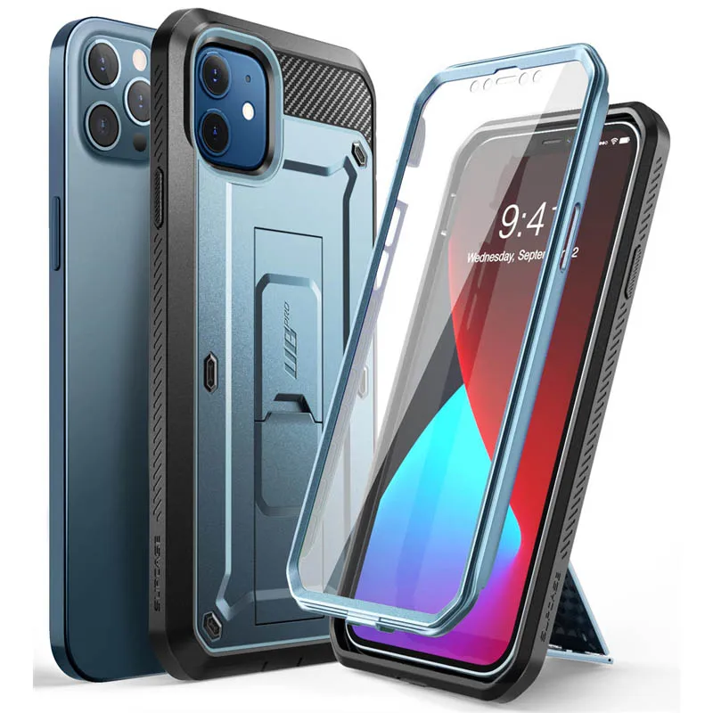 SUPCASE für iPhone 12 Hülle 12 Pro Hülle 6,1 Zoll (2020) UB Pro robuste Ganzkörper-Holsterhülle mit integriertem Displayschutz und Ständer