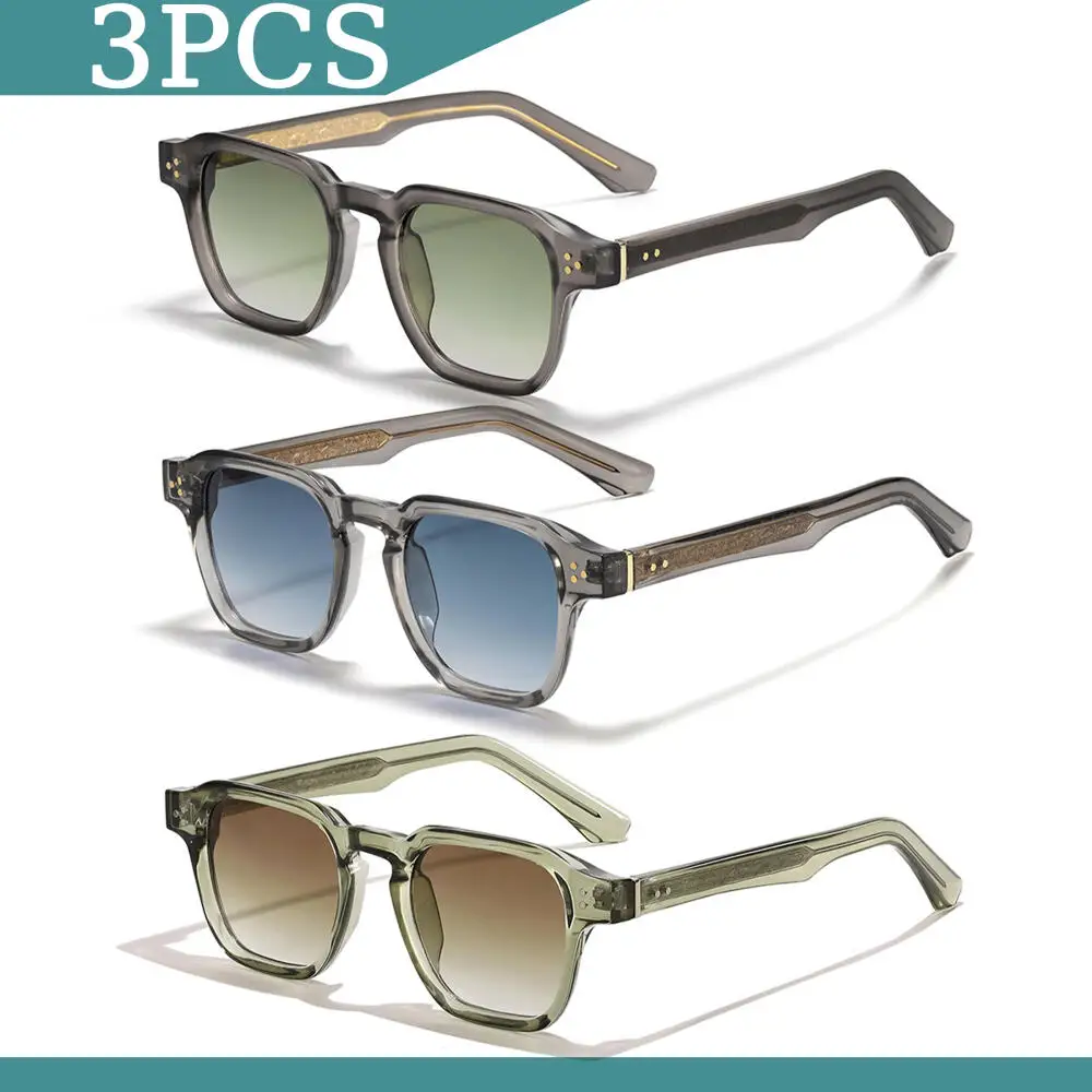 1/2/3 Pcs HBK Wholesale Men Retro Sunglasses Premium Square Frame Women Gradient Sun Glasses Travel Driving Decorative Glasses