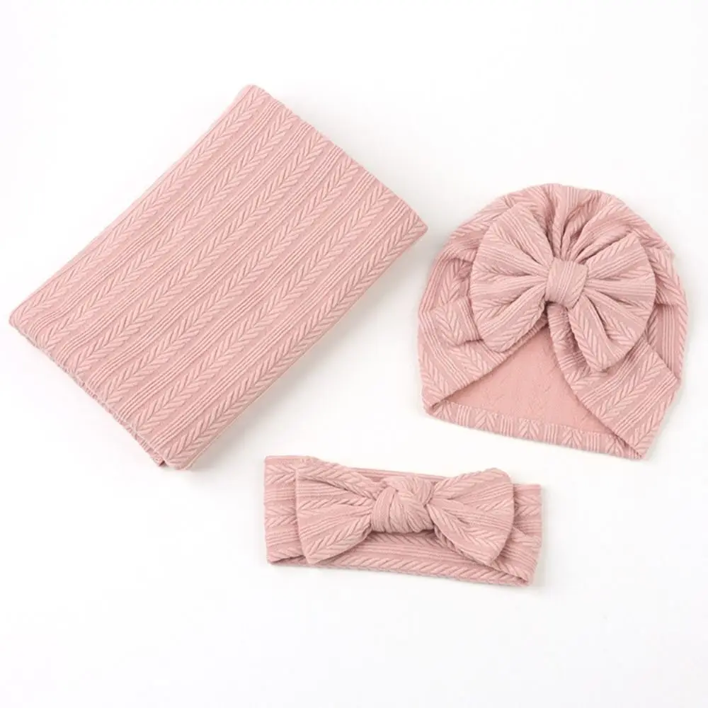 

Wrap with Bowknot Newborn Photography Blanket Solid Color Soft Fabric Infant Swaddle Blanket Breathable Design Adjustable Wrap