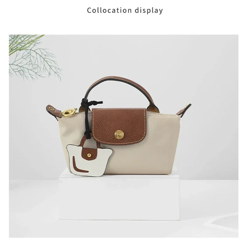 Cute Small Bag of Cowhide Pendant Cute Mini Bags Pendant for Longchamp Mini Bag Accessories Genuine Leather keychain Pendants