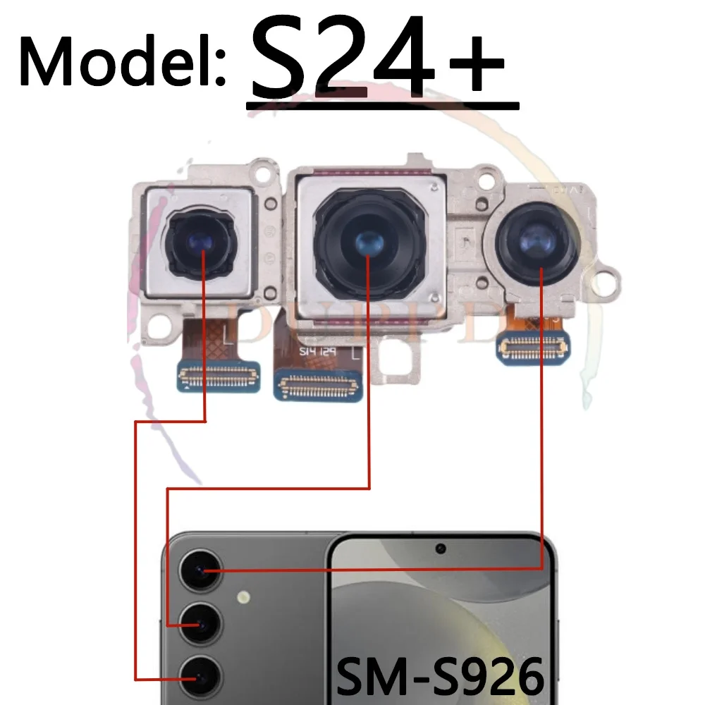 

Передняя и задняя камера для Samsung Galaxy S24 S921B S921U S24+ S926B S926U Фронтальная селфи Широкая основная задняя камера Гибкий кабель