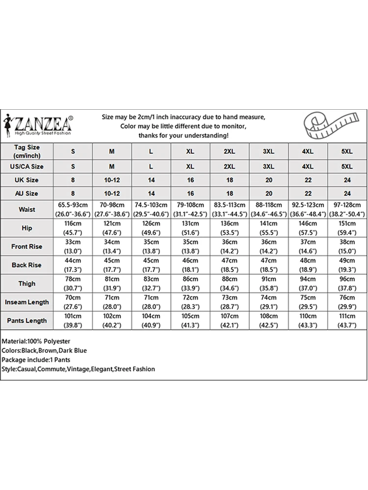 ZANZEA Women Fashion Chic Wide Leg Pants Elastic High Waist Ribbon Detailed Solid Color Loose Trousers Commuting Wear Woman Pant