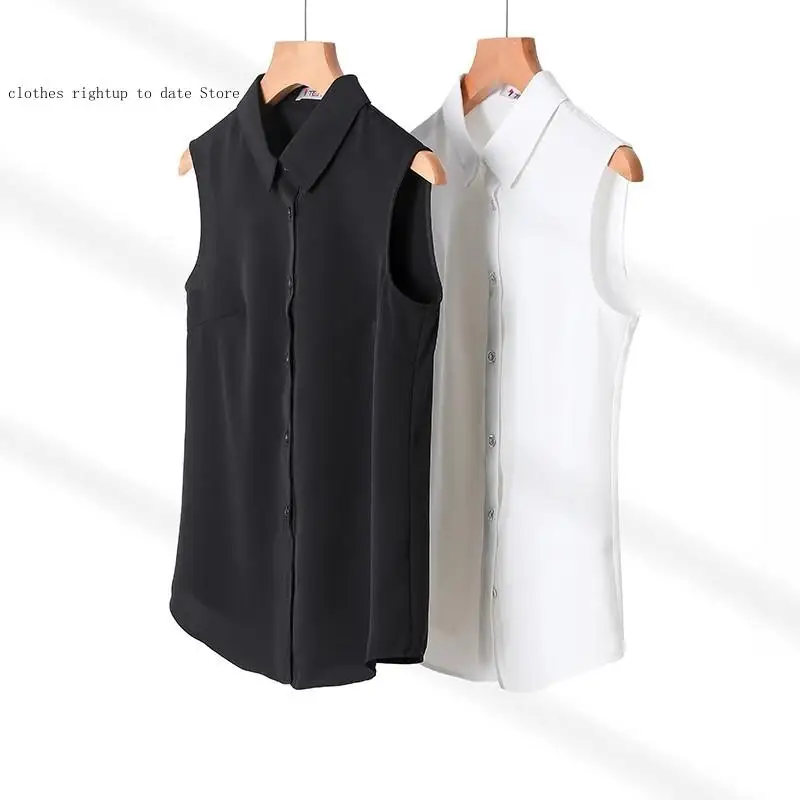 Sleeveless Shirt Collar for Women Suitable for Spring and Summer Can Shoulder Professional Base Vest Shirt