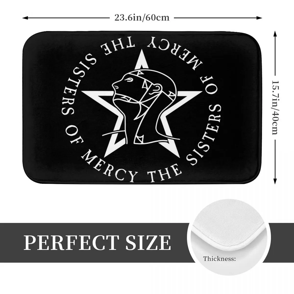 Round Text Logo Goth The Sisters Of Mercy Anti-slip Doormat Floor Mat Carpet Rug for Kitchen Entrance Home Balcony Footpad Mats