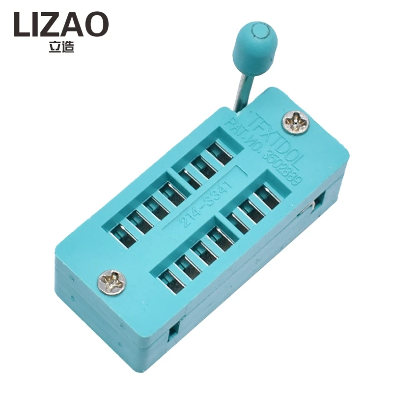 2.54mm Pitch Green DIP ZIF IC Lock Socket Solder Type 14P 16P 18P 20P 24P 28P 32P 40P Universal IC Test Fixture