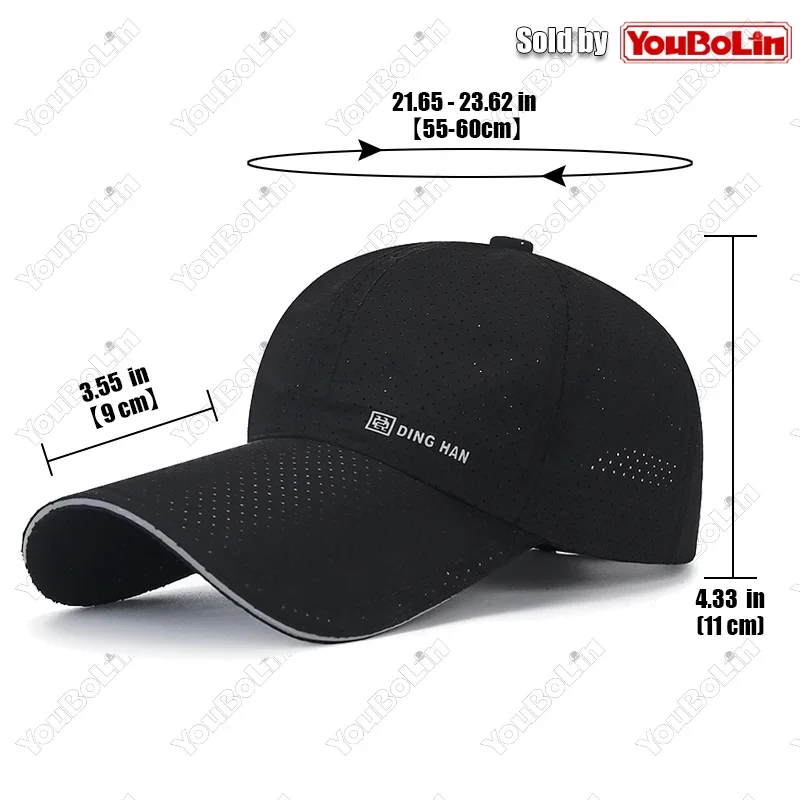 Unisex Lightweight Extended Brim Baseball Cap,Reflective Perforated Quick-Drying Peaked Caps,UV Protection Trucker Hat,Dad Hats
