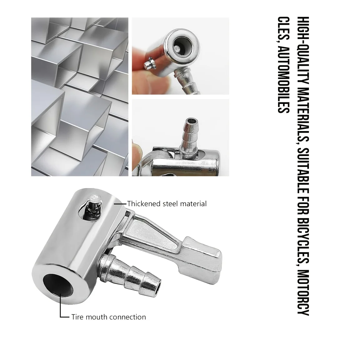 

2pcs 1/4" Locking All-Metal Air Valve Tire Inflator Tools With Barb Connector Car Tire Inflator Handle Secure Locking Mechanism