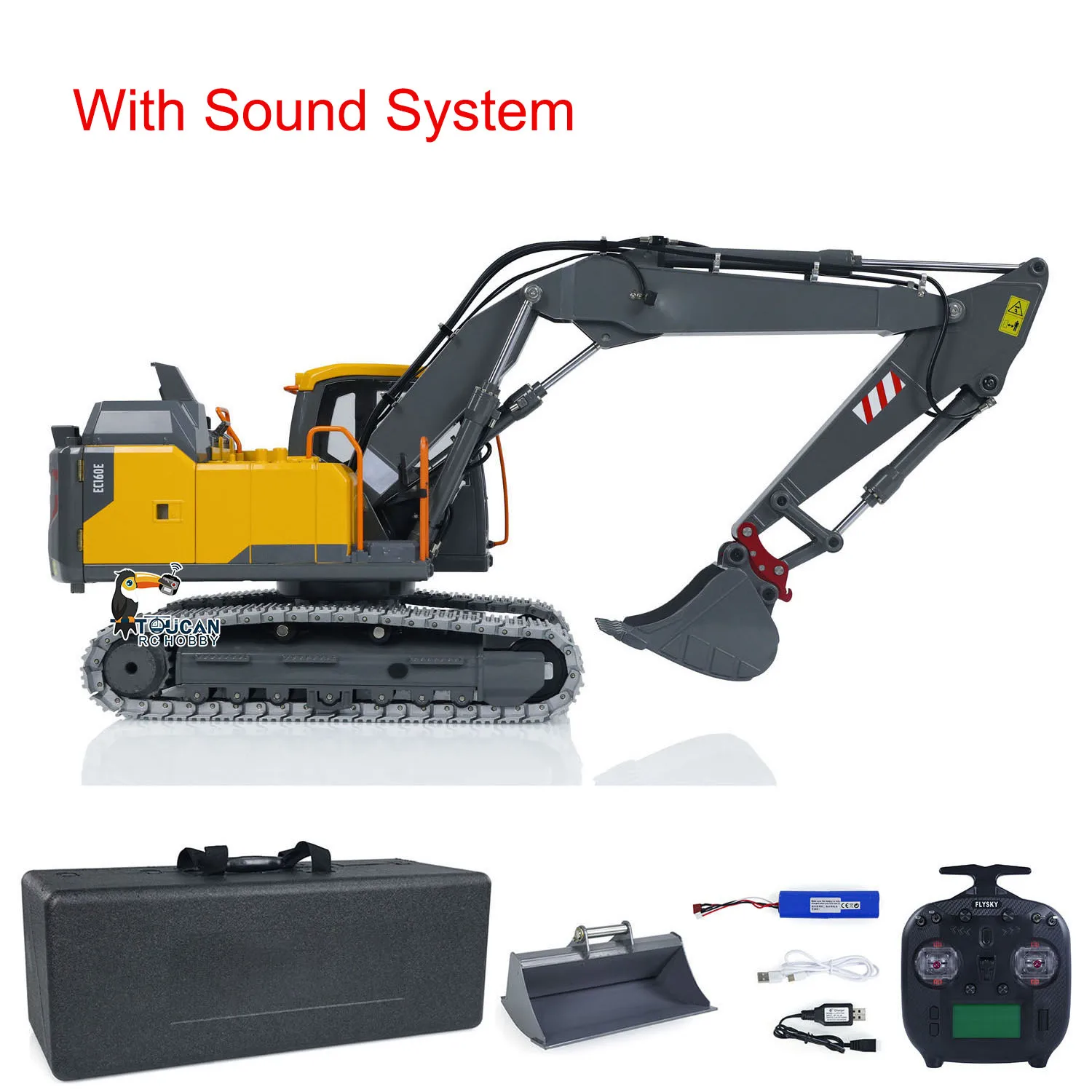 RTR EC160E RC Hydraulic Excavator 1/14 Remote Control Digger Metal Machine Model with Light Sound Set Toys for Adult THZH1913