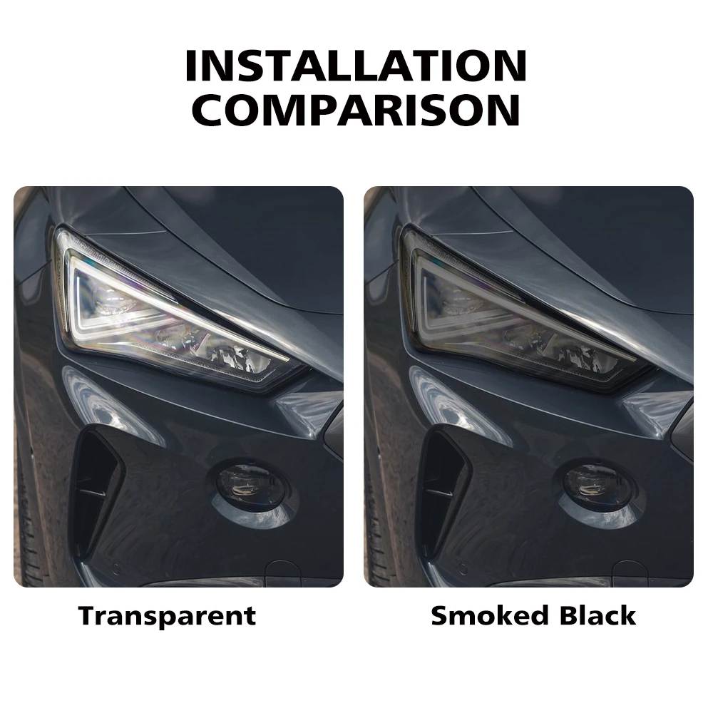 Smoke Black Pre Cut Car Headlight Protective Film for Seat CUPRA Formentor Leon 2021-2025 TPU PPF Anti-Scratch Vinyl Wrap Kit