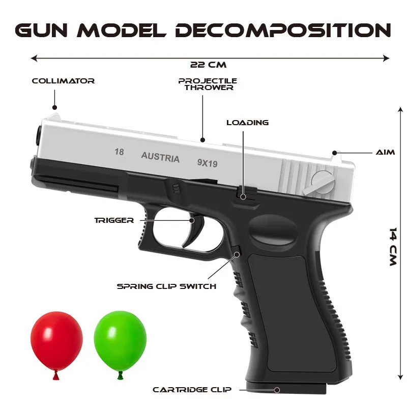 Toy Gun G18 Manual Bolt Soft Air Gun Outdoor CS Shooting Balloon Game Props (with Balloons)