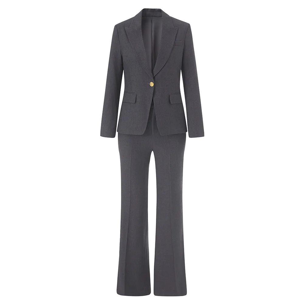 customized A buckle waist style professional formal work suit suit pants women's gray suit two-piece set