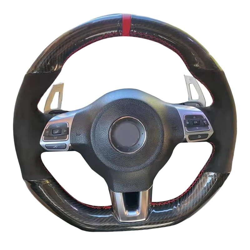 

Для Volkswagen Golf 6 GTI MK6 VW Polo GTI Scirocco R Passat CC R-Line чехол на руль автомобиля «сделай сам», черный замшевый чехол из углеродного волокна